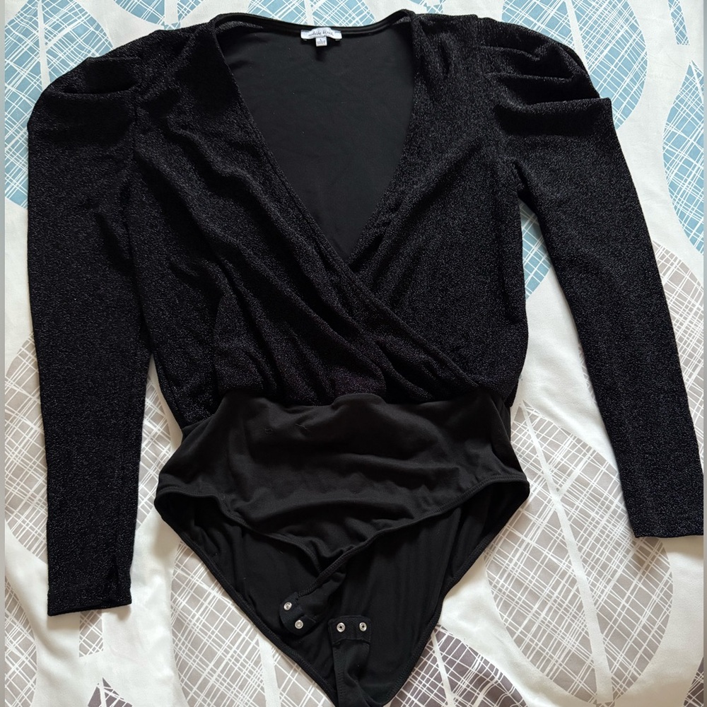 White Birch Elegant Shimmery Black Bodysuit